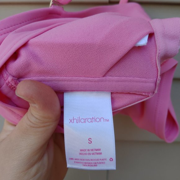 Xhilaration Pink Bikini Top Graphic "Babe" Bandeau Crop Style NWT Swimwear - Picture 8 of 9
